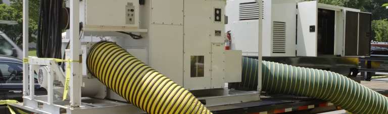 AC ducting hose connected to machine