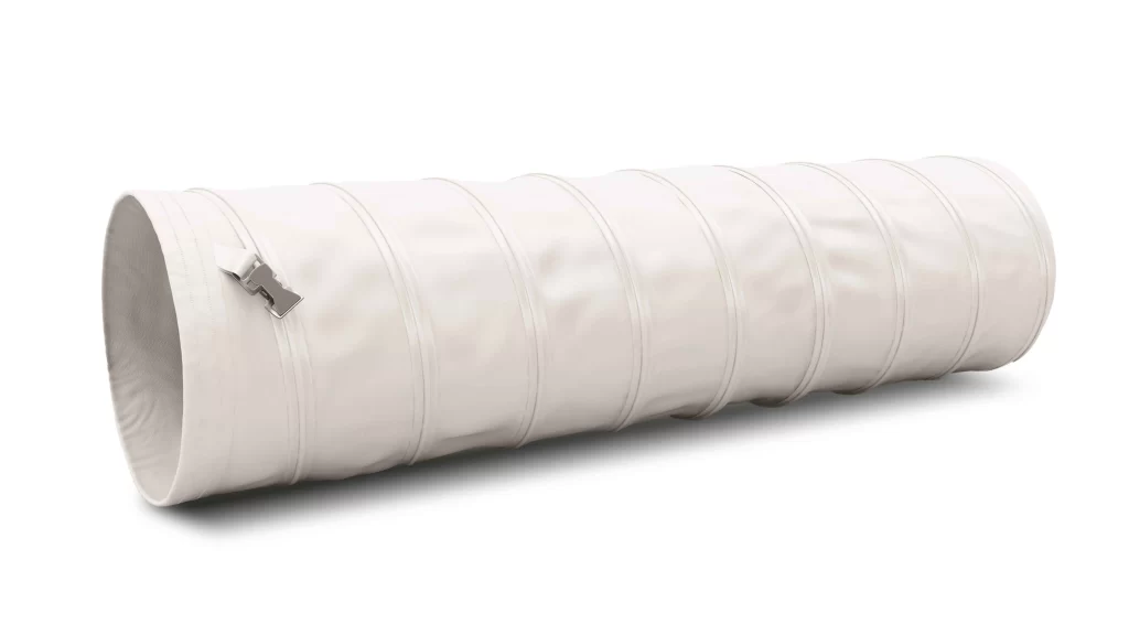 White AC ducting with white wearstrip and belt cuff ends