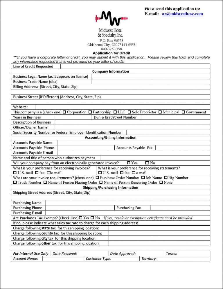 MWH Credit Application Preview Image