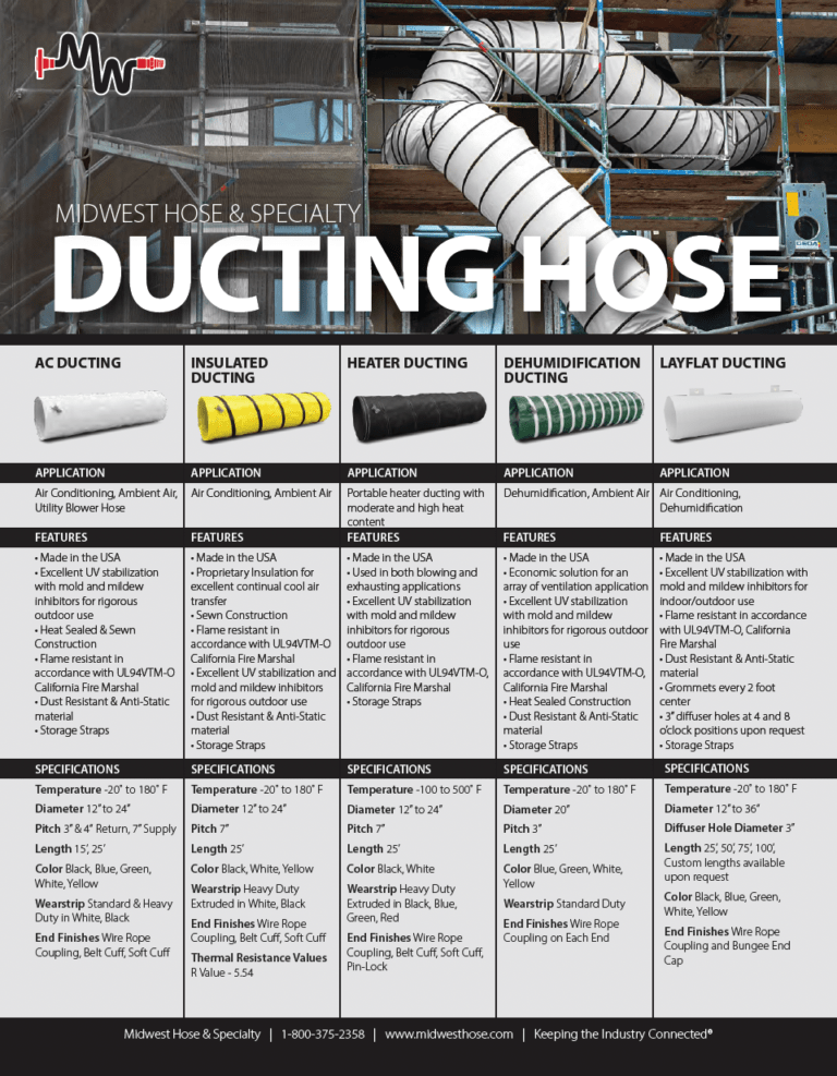 Midwest Hose ducting hose informational flyer preview image