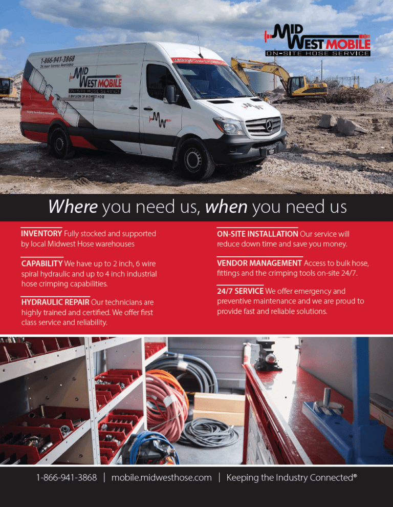 Midwest Hose onsite mobile hose service informational flyer preview image