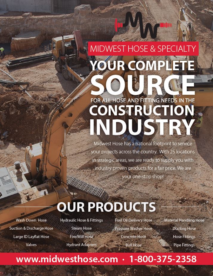 Midwest Hose construction industry products flyer preview image