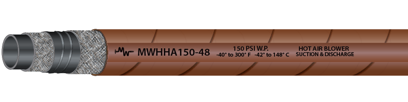 Hot air blower suction and discharge hose illustration
