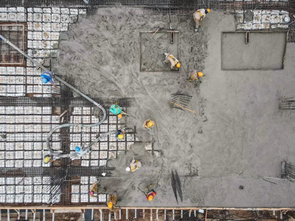 Drone view of slab construction