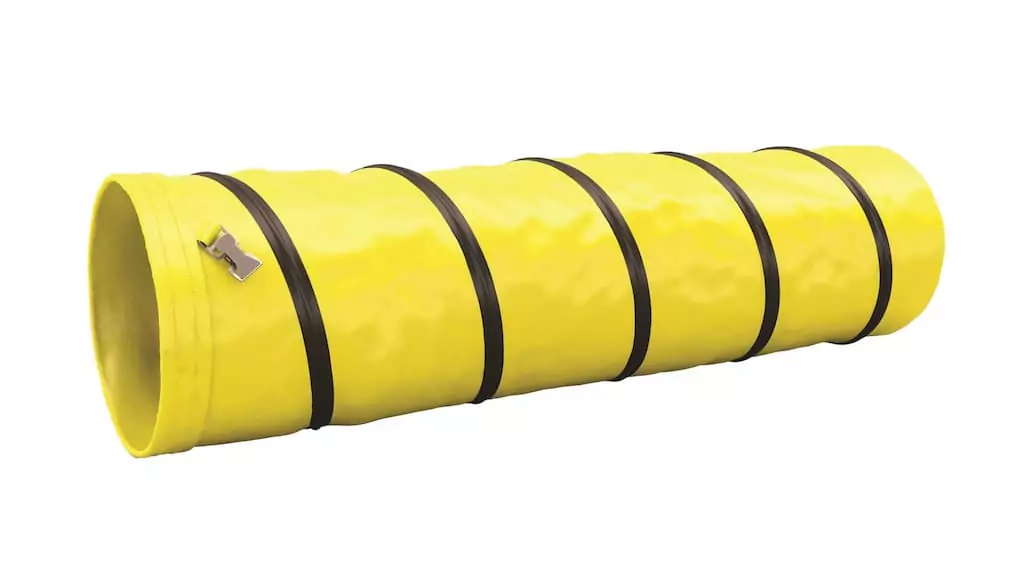 Yellow insulated ducting with black wearstrip and belt cuff ends